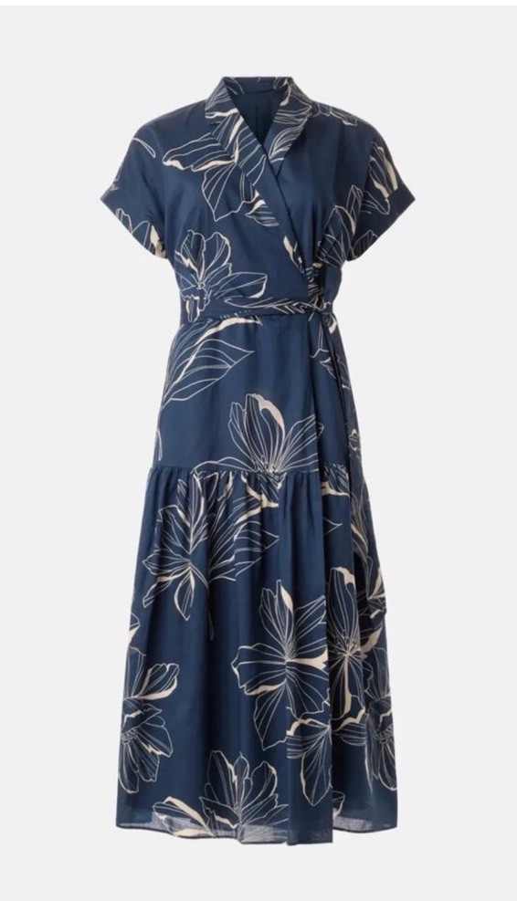 NWT Hutch size M Rosen midi wrap dress belted blue preppy city classic