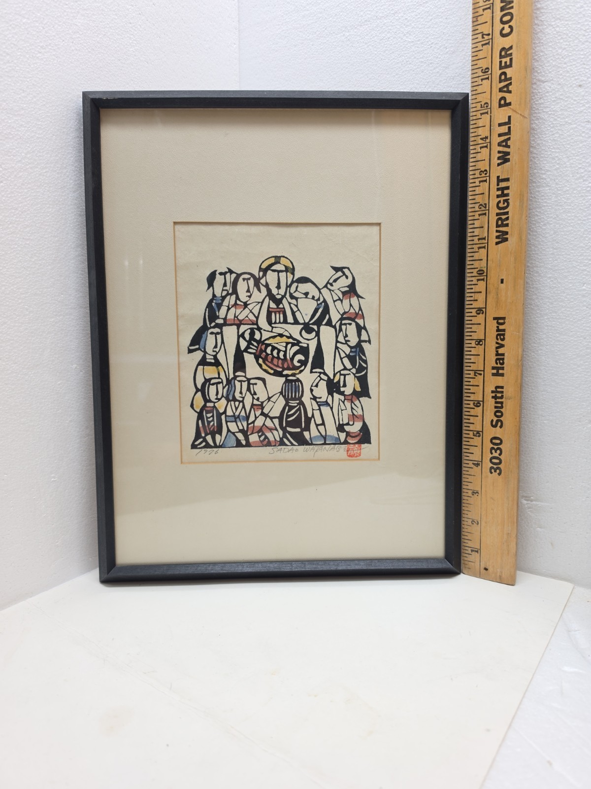 1976 Signed Sadao Watanabe Original Katazome Print Last Supper Tokyo Japan