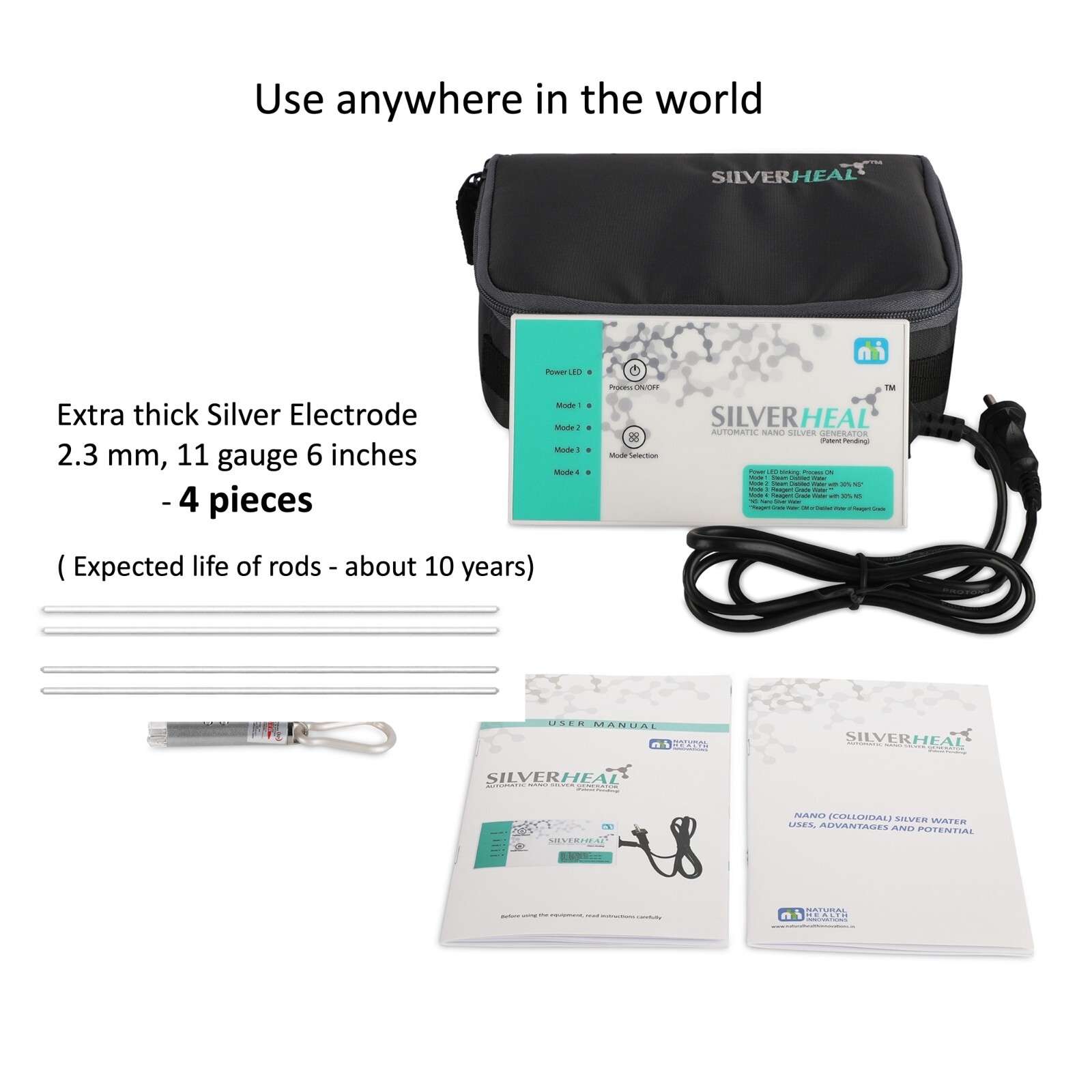 SILVERHEAL Colloidal Silver Generator I Fully Automatic I 2.3 mm - 4 silver rods