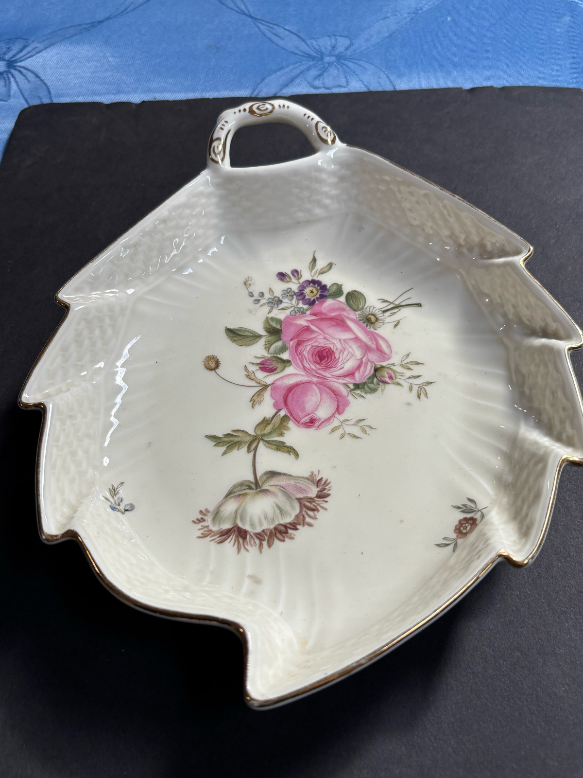 Vintage Royal Copenhagen Denmark Roses Thistle Purple Floral Leaf 9