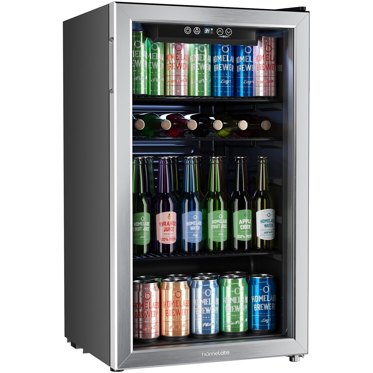 hOmeLabs HME030065N Beverage Refrigerator Cooler 120 Cans Glass Door Mini Fridge hOmeLabs HME030065N Beverage Refrigerator Cooler 120 Cans Glass Door Mini Fridge