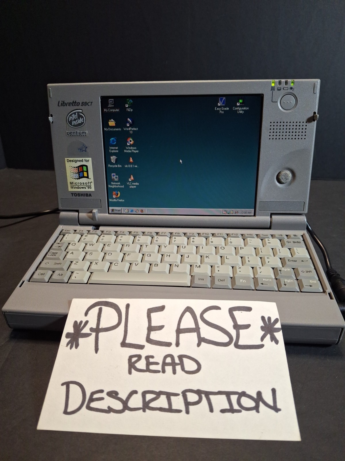 Vintage Toshiba Libretto 50CT Mini Laptop Windows 98 READ DESCRIPTION 