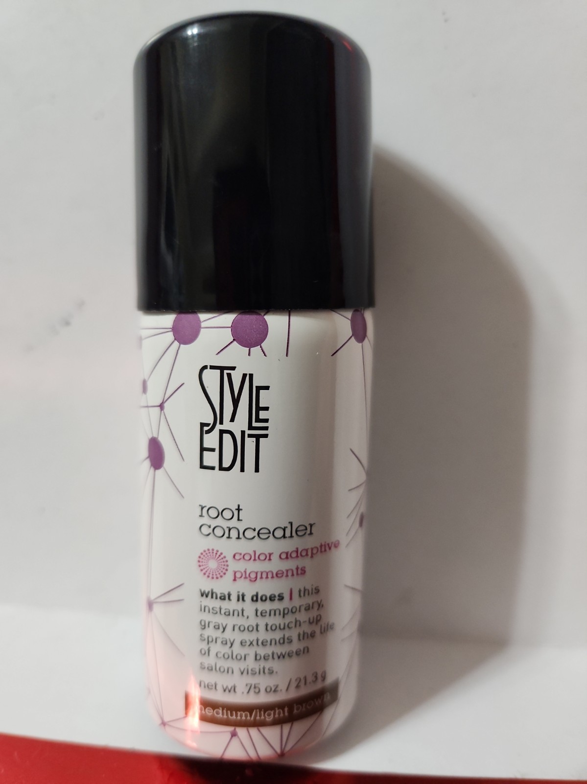 Style Edit Travel Hair Root Spray Cover Up Gray Concealer .75 oz Med/Light Brown