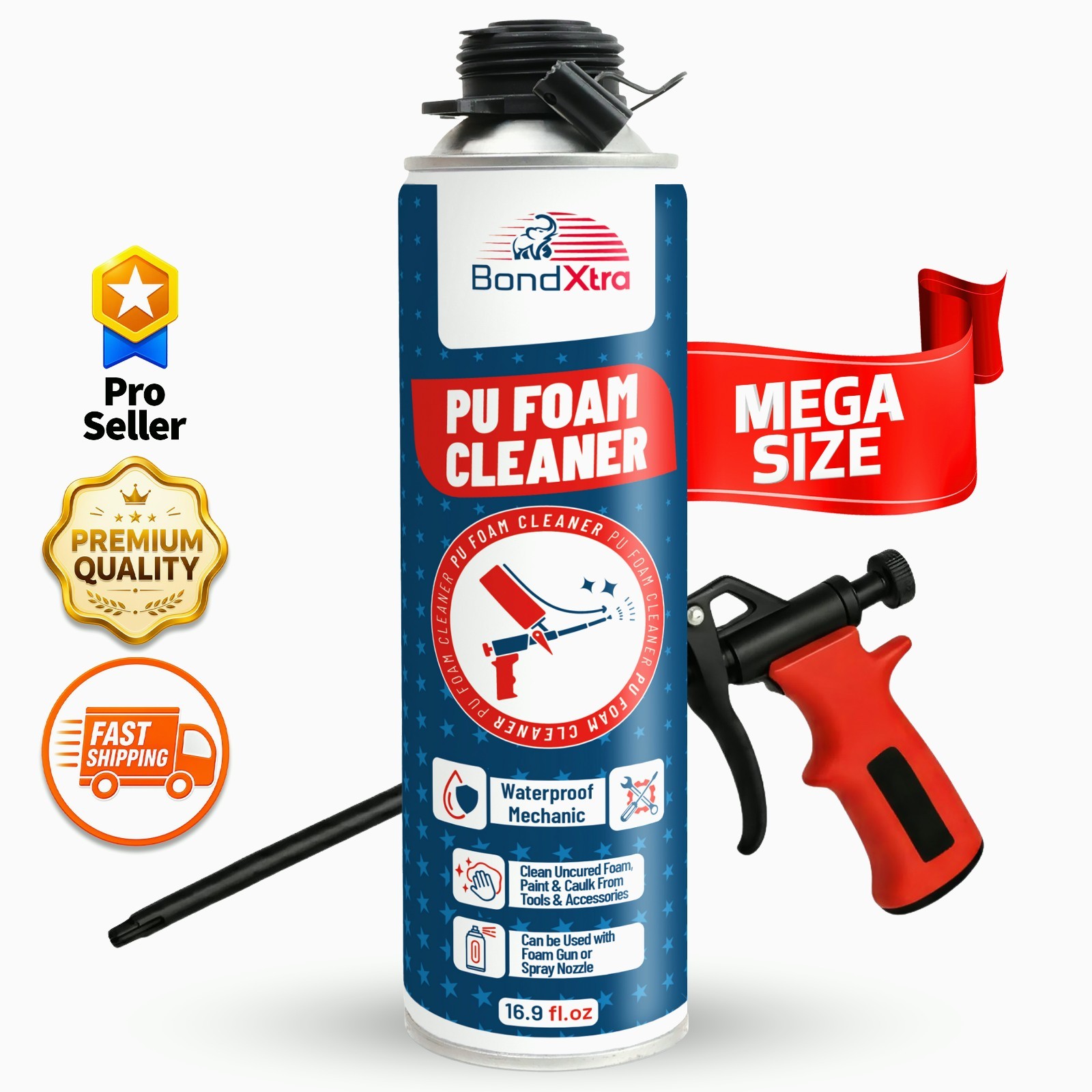 BondXtra Spray Foam Gun Cleaner -Professional PU Applicator Residue Remover 1 pk