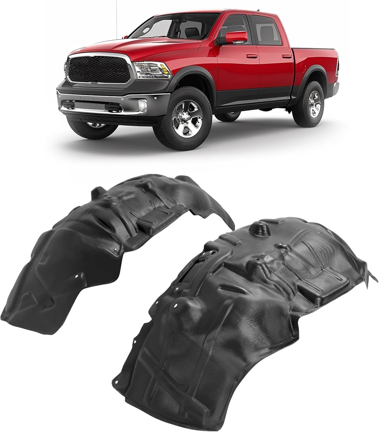 Front Pair Fender Liner Inner Panel Compatible with 2009-2024 Dodge Ram 1500 Cla Front Pair Fender Liner Inner Panel Compatible with 2009-2024 Dodge Ram 1500 Cla
