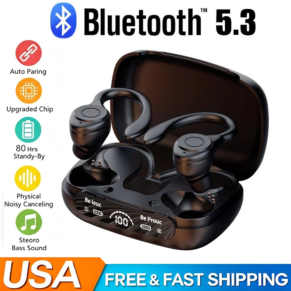 Wireless Bluetooth 5.3 Headset TWS Earphones Earbuds Stereo Headphones Ear Hook