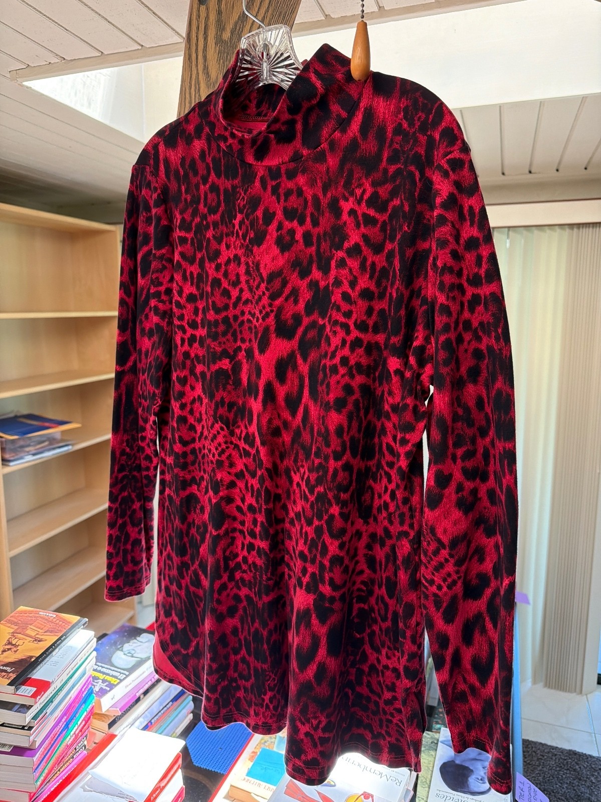 Chicos red leopard long sleeve top Chicos red leopard long sleeve top