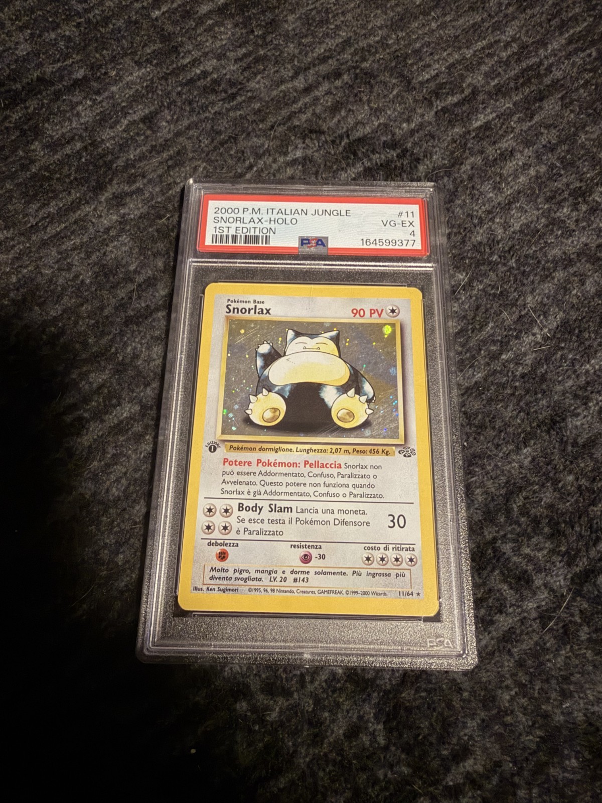 Snorlax 11/64 1st Edition Holo Foil ITALIAN Jungle Vintage Pokemon VG-EX PSA 4