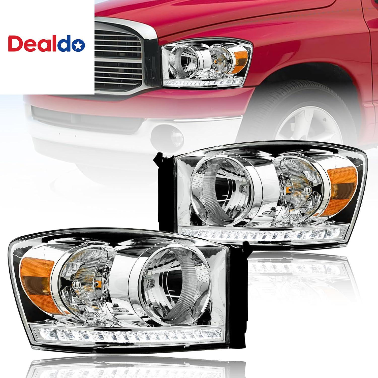 LED Headlights for 2006 2008 Dodge Ram 1500 2500 3500 Chrome LED Headlights for 2006 2008 Dodge Ram 1500 2500 3500 Chrome