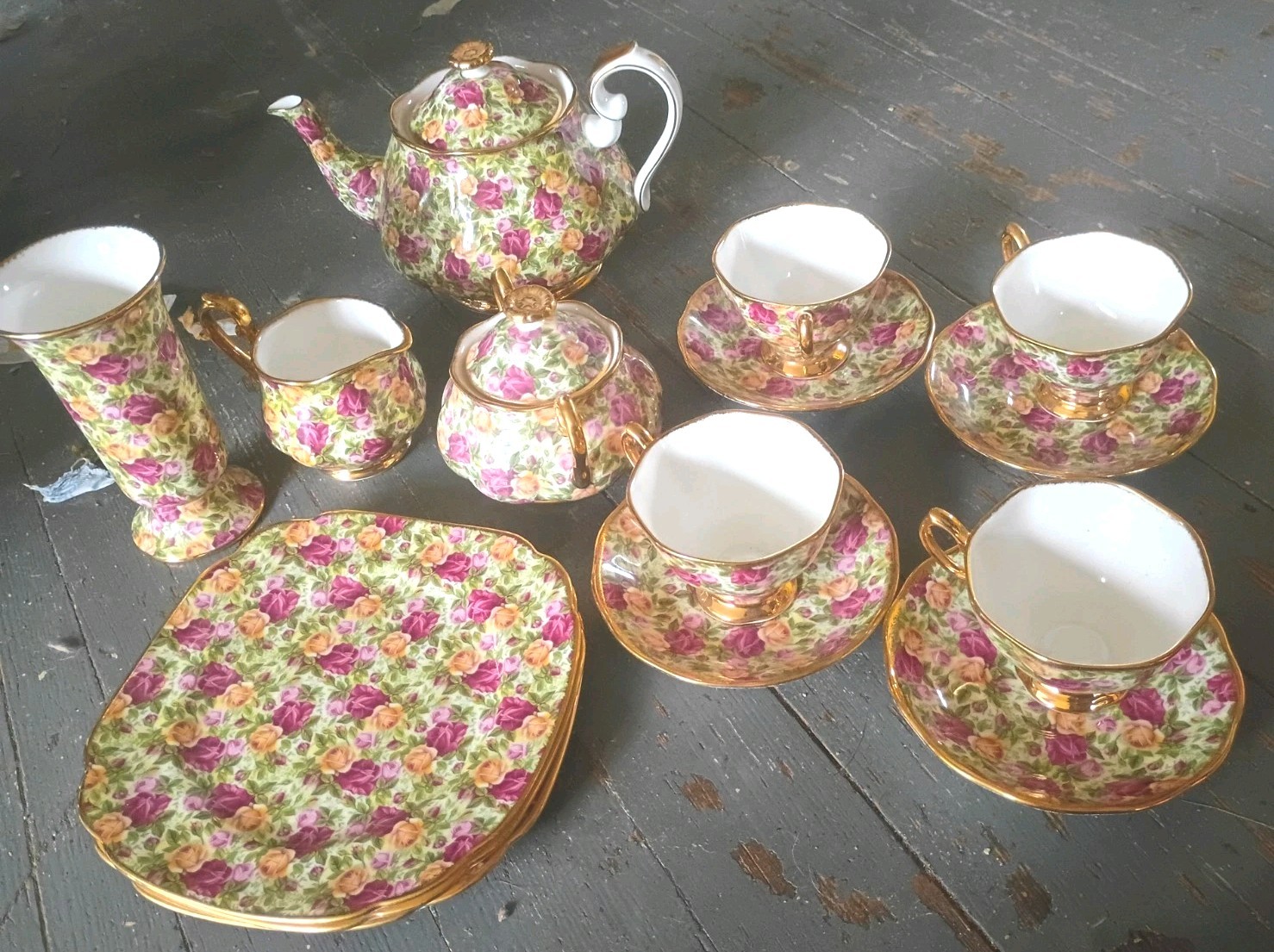 17 Pc Royal Albert Old Country Roses 1999 Chintz Collection Tea Set Cups Saucers