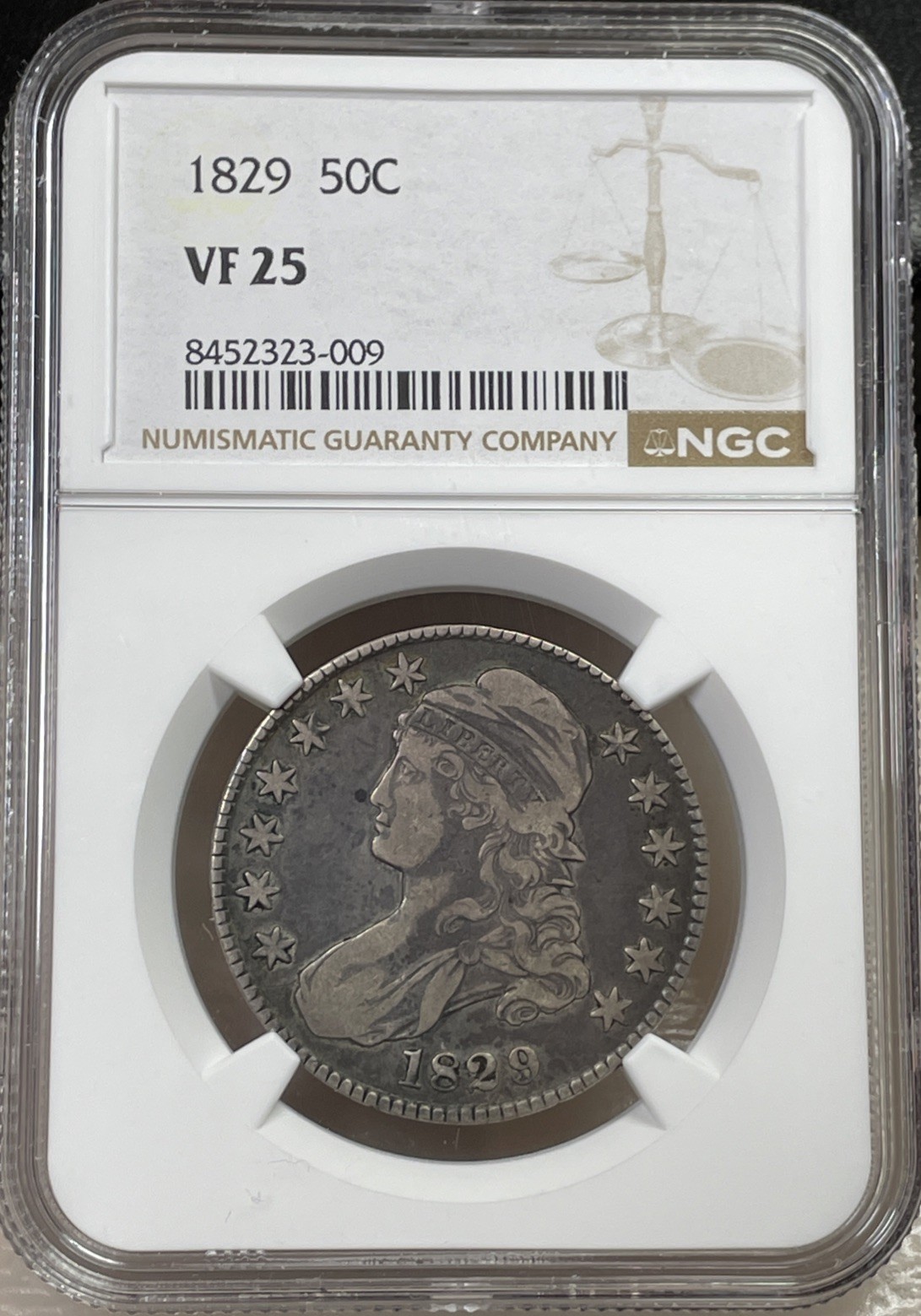 1829 Capped Bust Half Dollar NGC VF25 - Freshly Graded