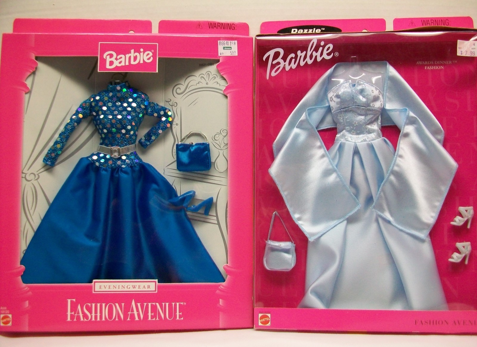 2 Barbie Doll Fashion Avenue NRFB Clothes Outfit MATTEL Evening Wear