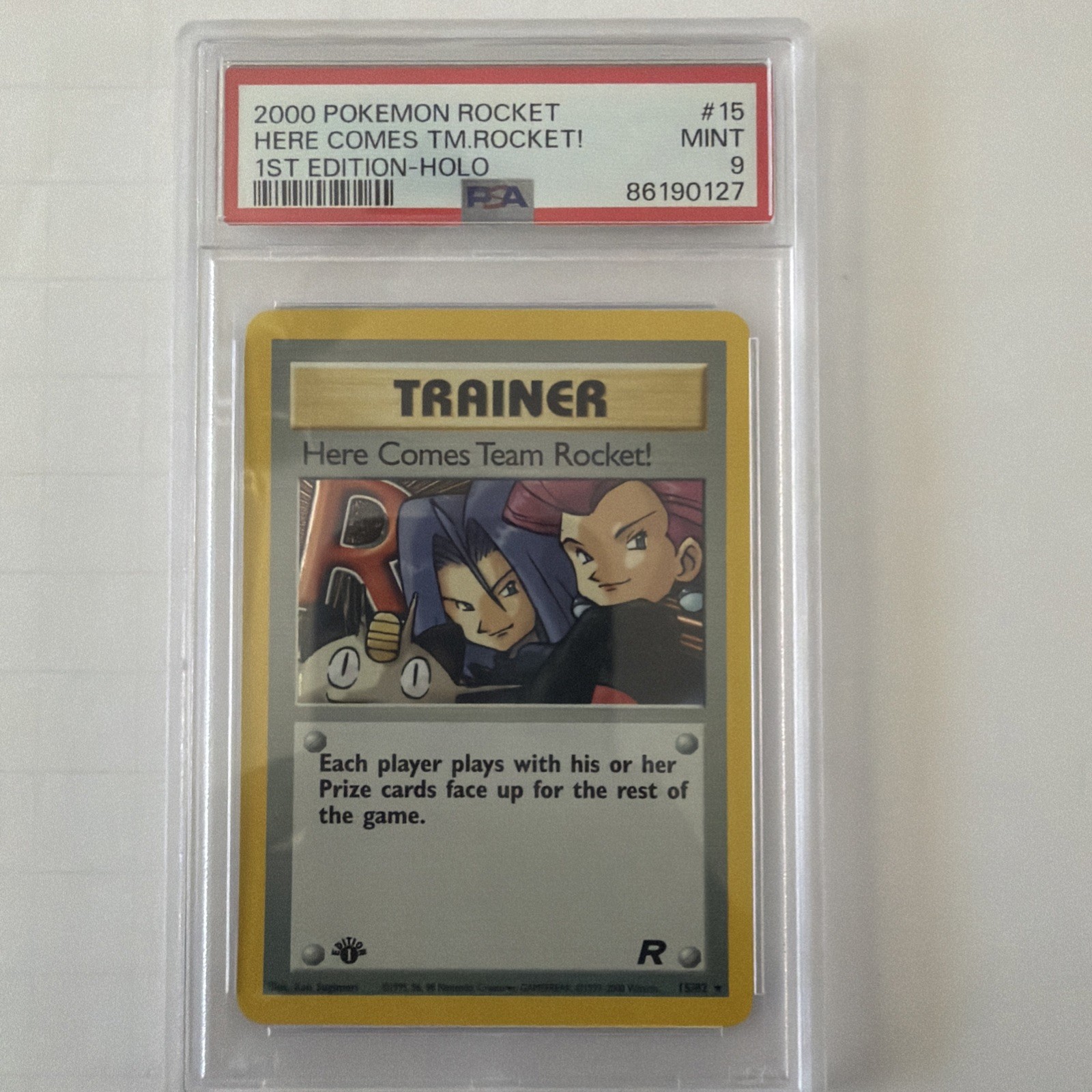 Here Comes Team Rocket 15/82 Team Rocket 1ST EDITION Holo - PSA 9