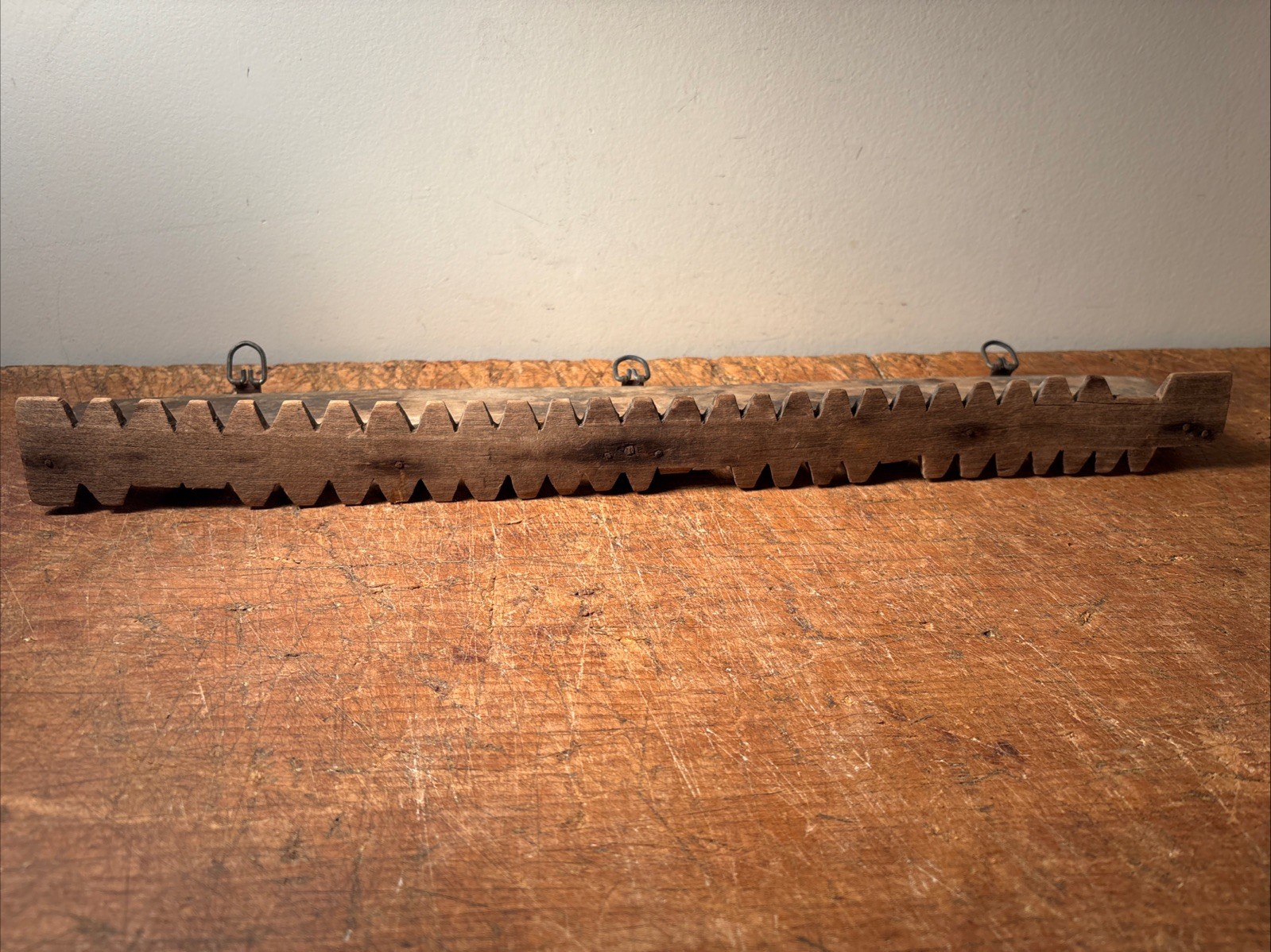 Antique Primitive Scandinavian Wood Spoon Rack 17-1/2” L Rustic Farmhouse