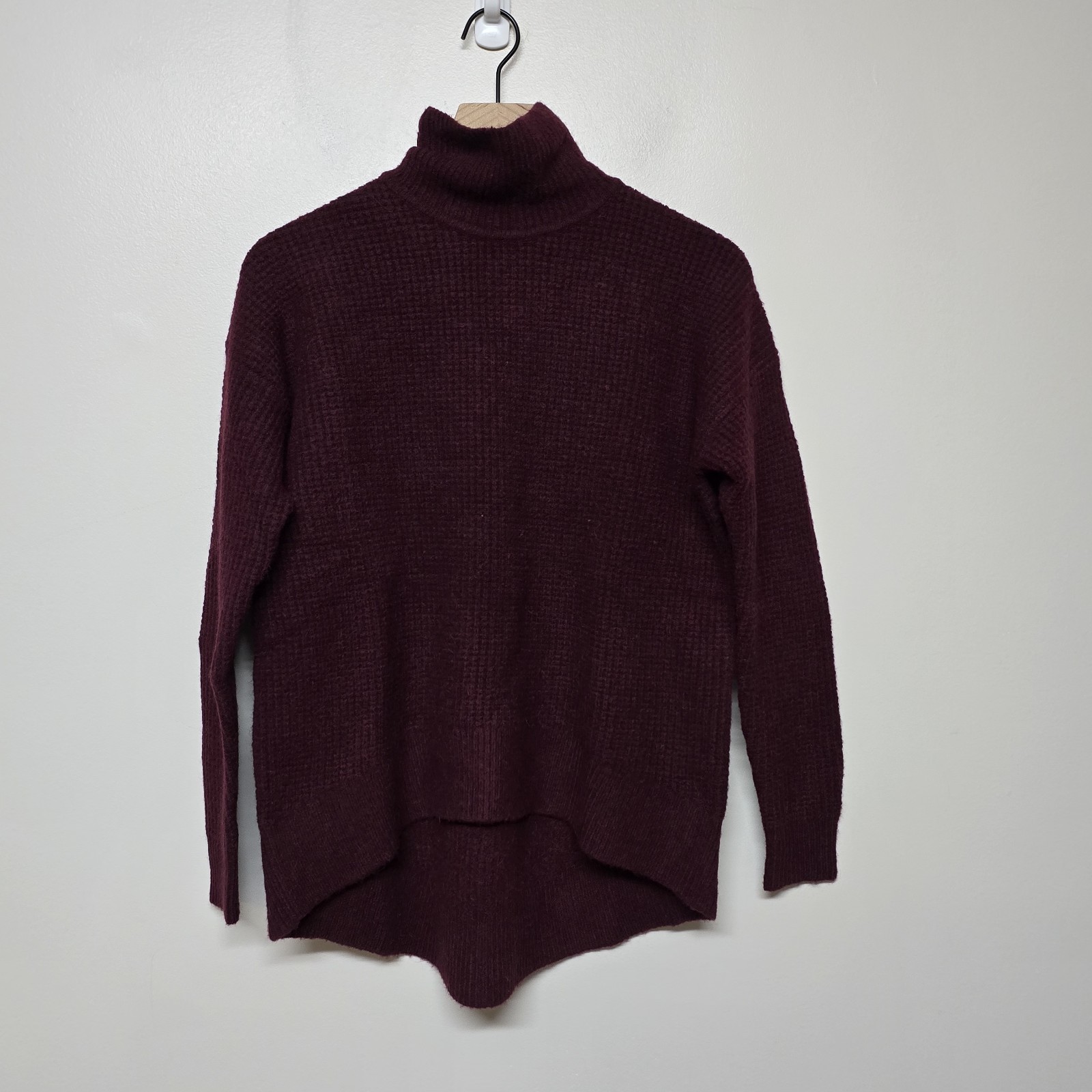 Madewell Wafflestitch Turtleneck Sweater Maroon Burgundy Wool Alpaca Blend Sz S