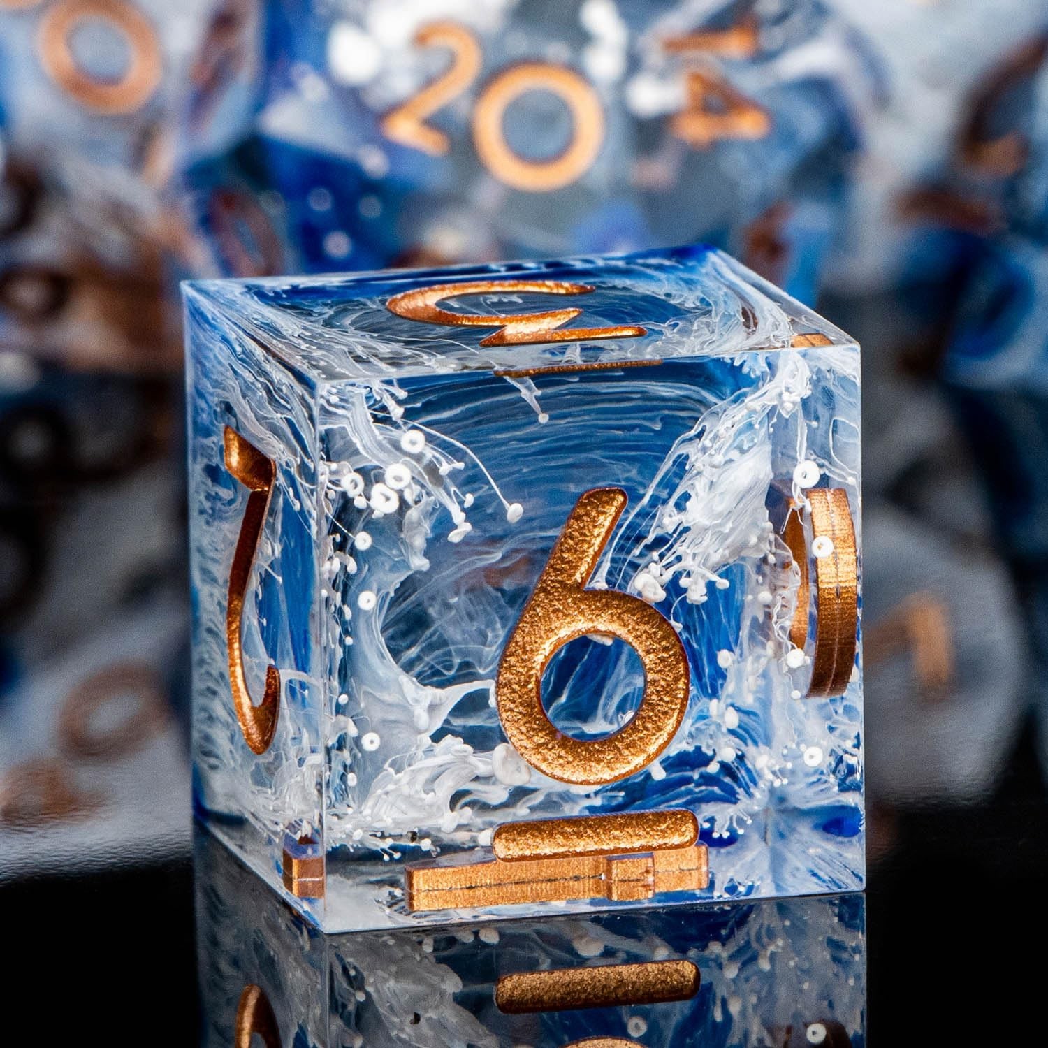 ARUOHHA Blue DND Resin Dice Set 7PCS Translucent Handmade RPG Polyhedral Shar...