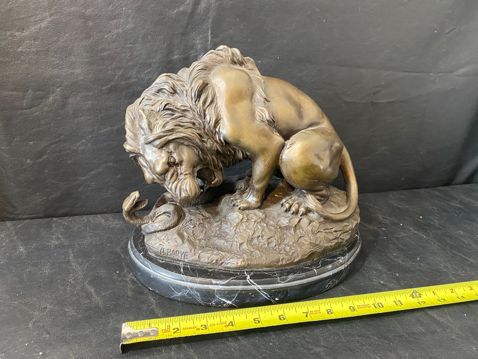 A. Barye Lion Snake Brass Bronze Statue Sculpture HEAVY 18 POUNDS A. Barye Lion Snake Brass Bronze Statue Sculpture HEAVY 18 POUNDS