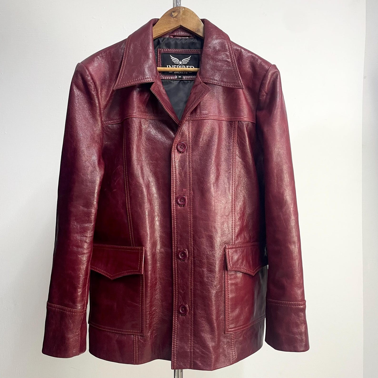 Tyler Durden Fight Club Red Leather Coat | Brad Pitt Inspired Cosplay Jacket | M