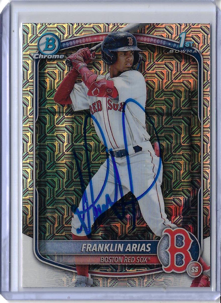Franklin Arias Autographed 2025 Bowman Chrome 1st Prospect Mojo Refractor BCP67