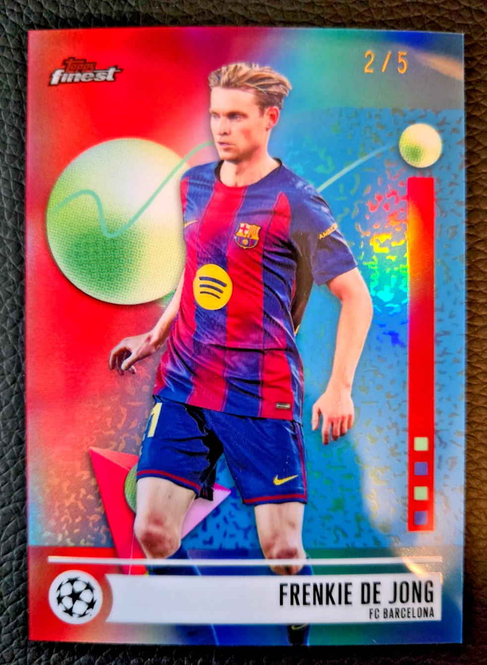 FRENKIE DE JONG 2025-26 TOPPS FINEST UEFA RED REFRACTOR 2/5 ULTRA-RARE SSP