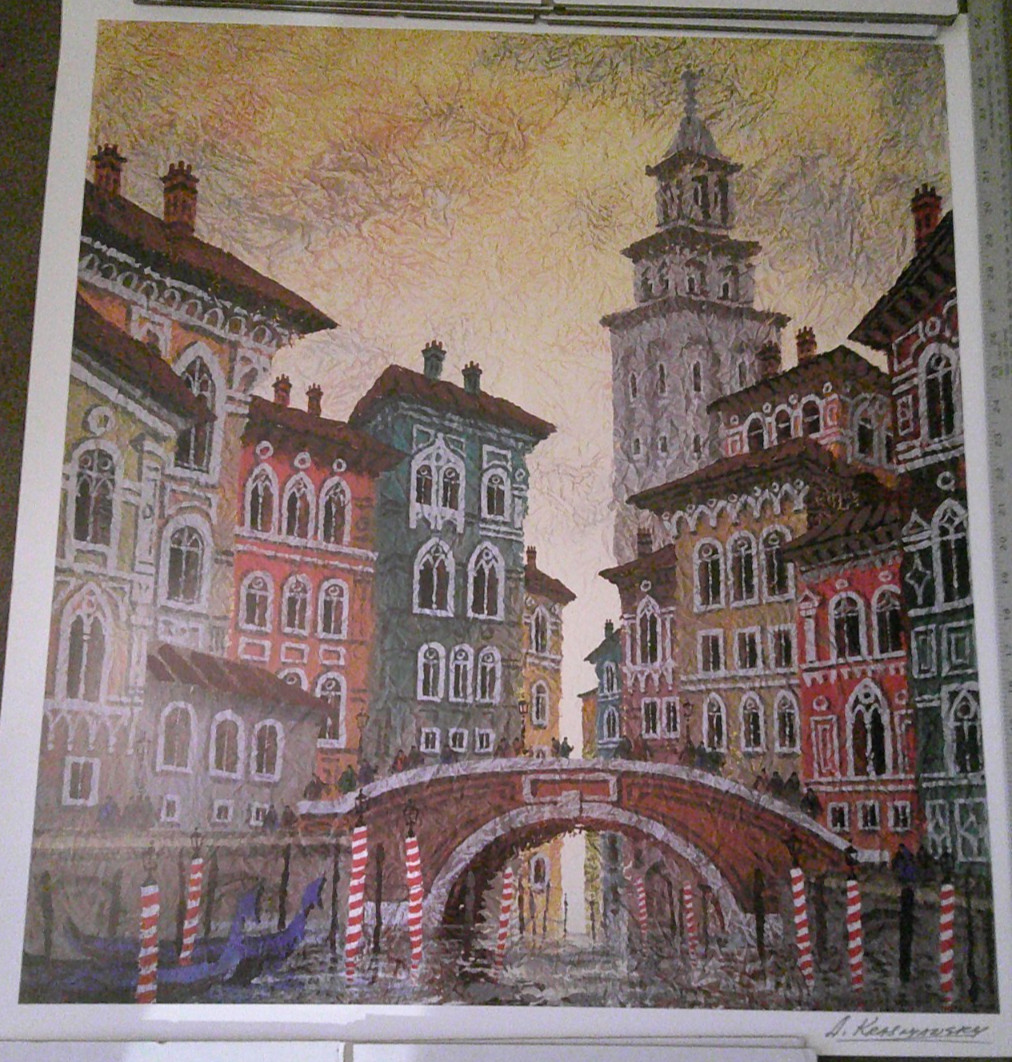 Anatole Krasnyansky Venice Yellow Sunset Signed Seriolithograph 30\ Anatole Krasnyansky Venice Yellow Sunset Signed Seriolithograph 30\