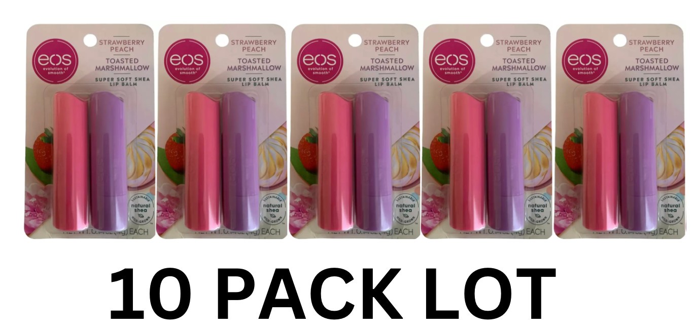 10 Pack Lot EOS Super Soft Shea Lip Balm Strawberry Peach Toasted Marshmallow 10 Pack Lot EOS Super Soft Shea Lip Balm Strawberry Peach Toasted Marshmallow