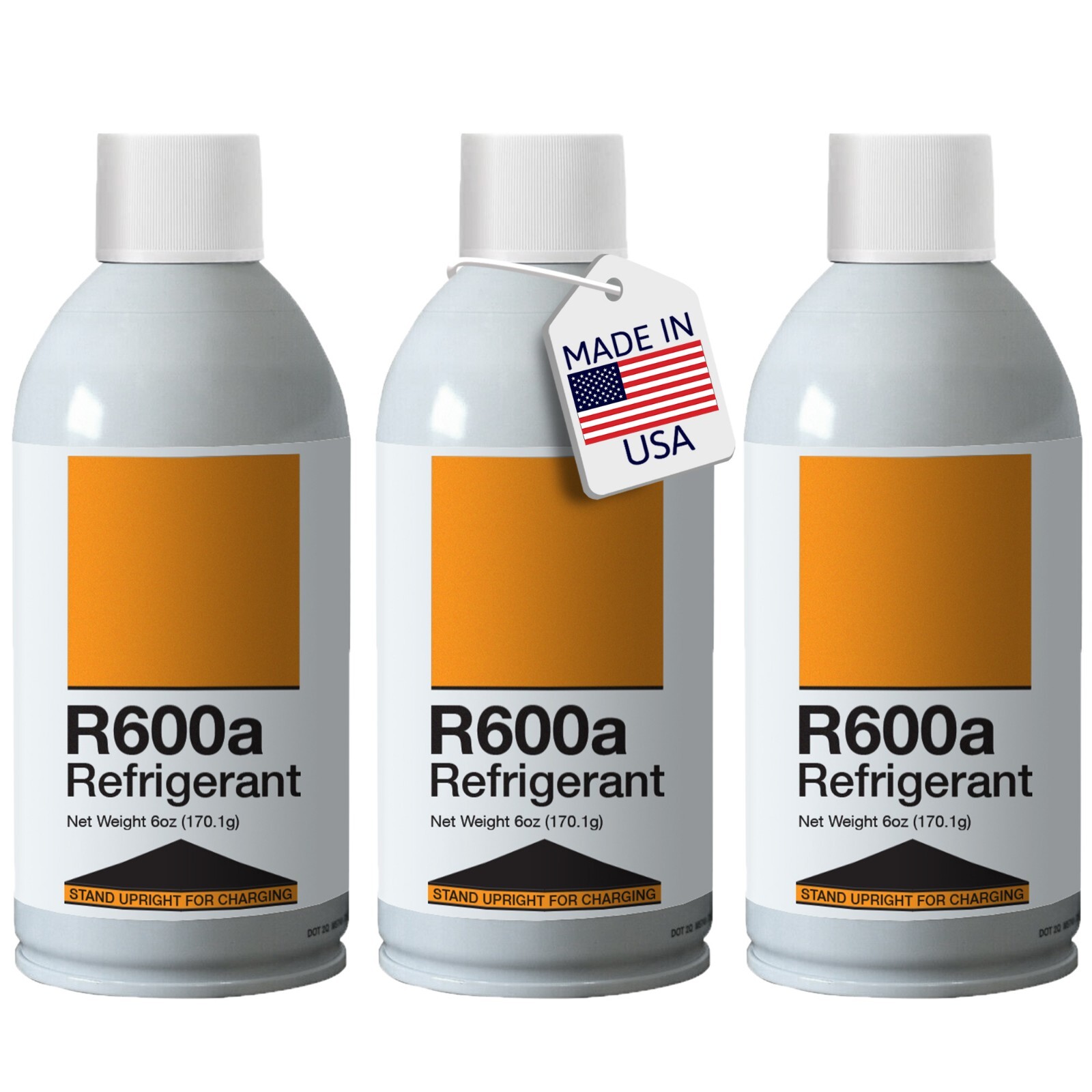 Refrigerant R600a Upright Charging Self Sealing Can 6oz - 3 Pack Refrigerant R600a Upright Charging Self Sealing Can 6oz - 3 Pack