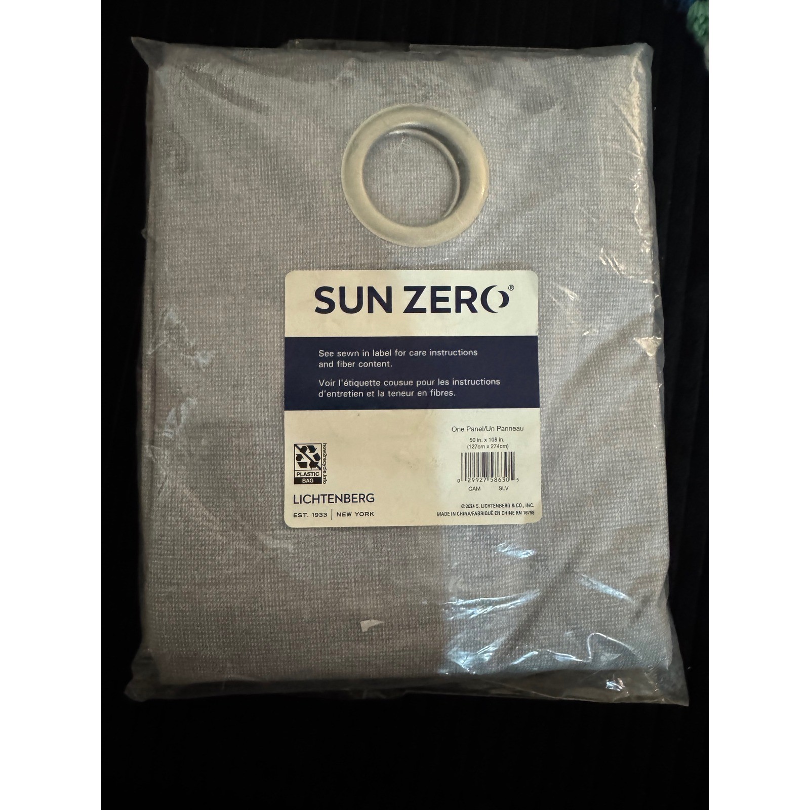 Sun Zero Light Filtering Grommet Curtain Panel Gray 50x108