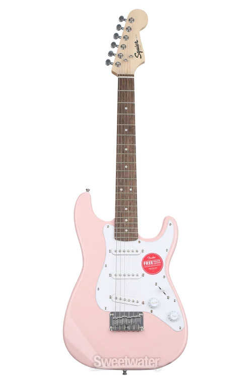 Squier Mini Strat Electric Guitar- Shell Pink with Laurel Fingerboard