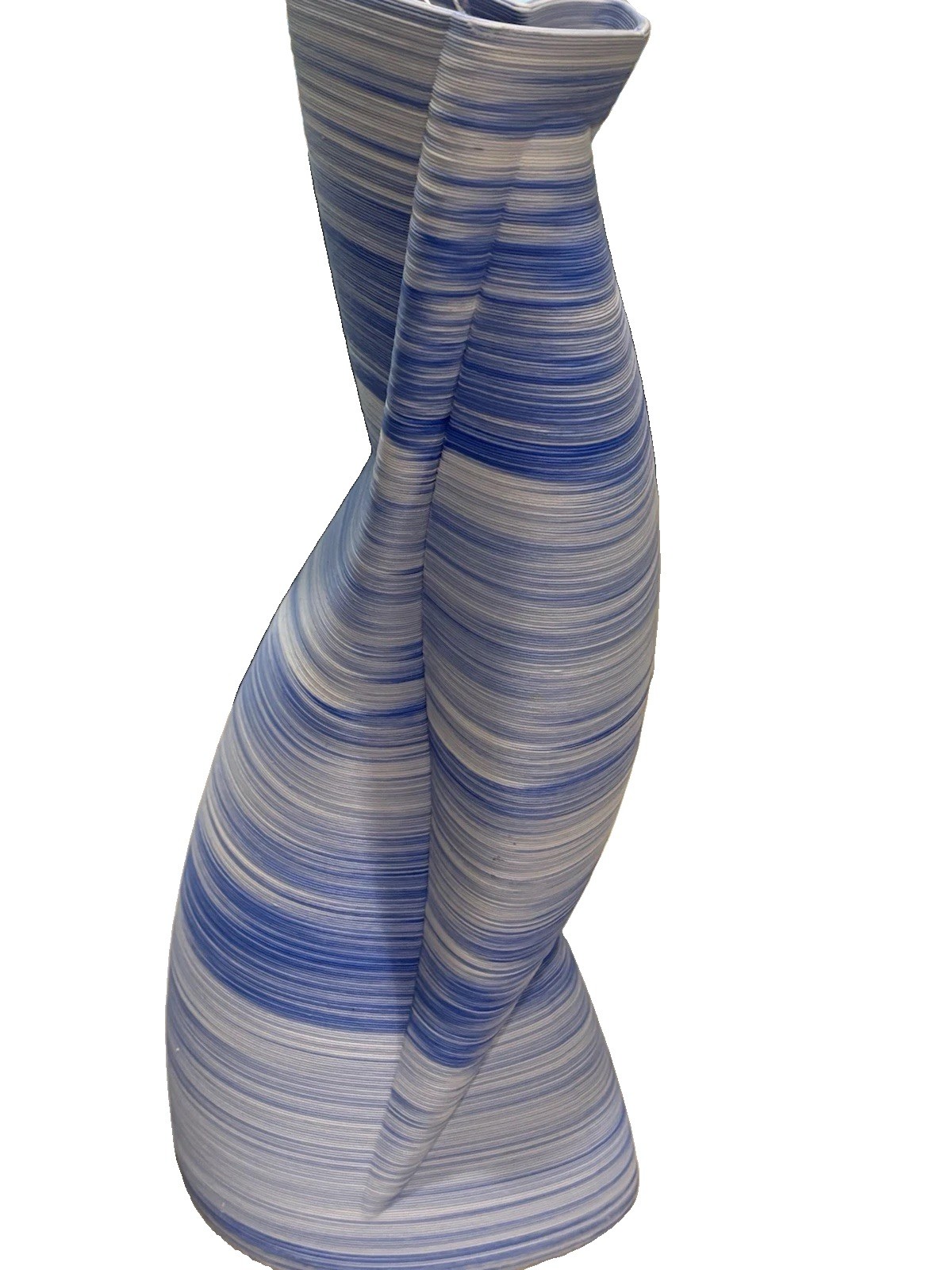 Howard Elliott Radiant Blue Tall Ceramic Vase  Heart Top Twisted Clay