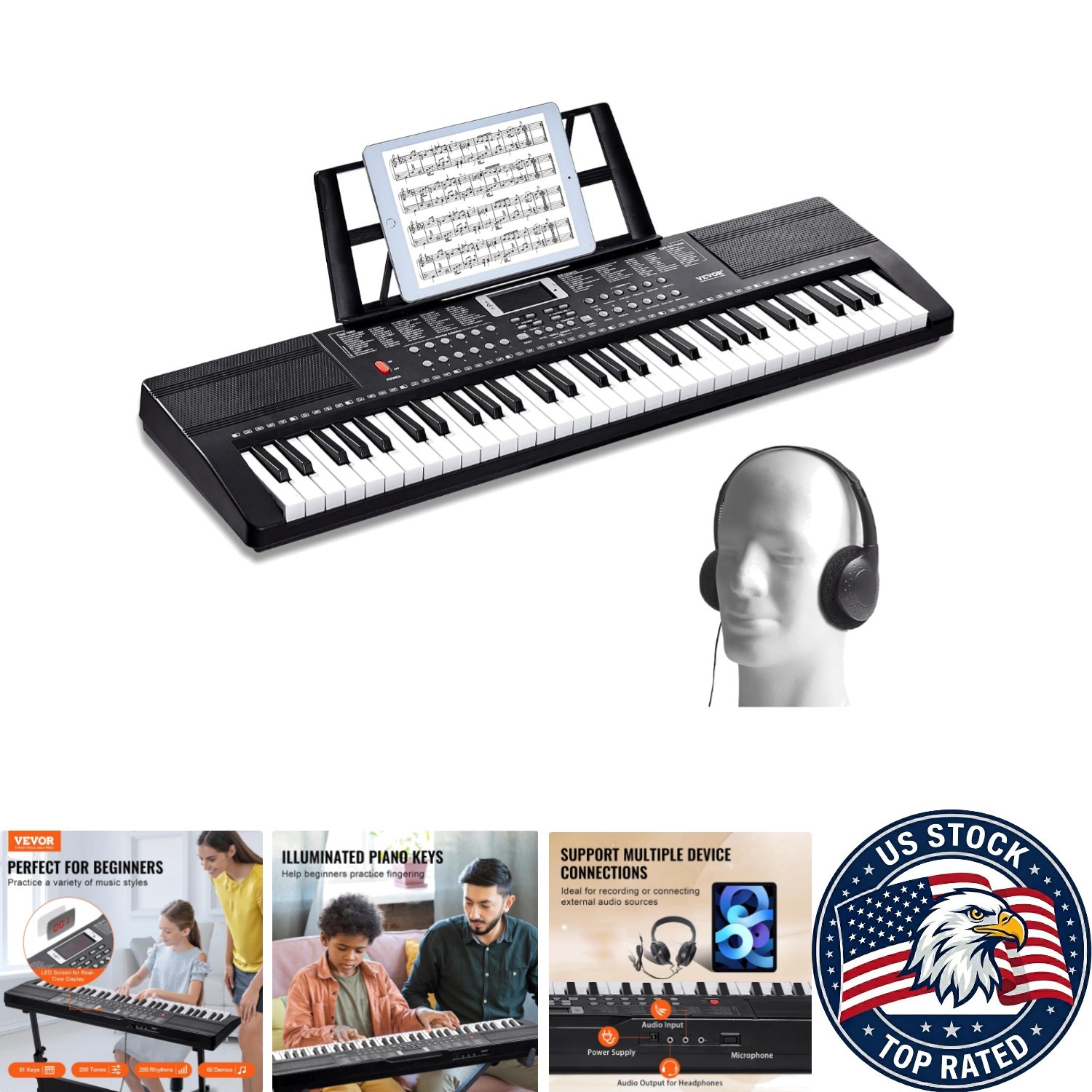 Versatile 61-Key Digital Keyboard with Accessories - Perfect for Home Practice