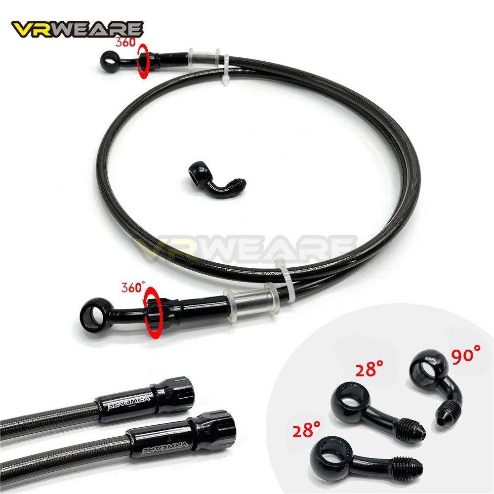 Motorcycle Brake Hose Stainless Steel Braided Line 360 Rotatable Banjo