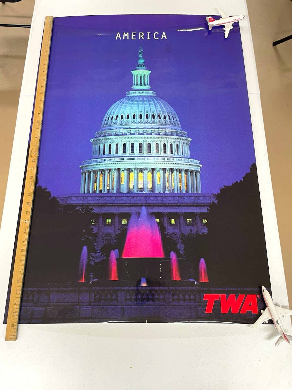 TWA VINTAGE America United States Capitol Travel Poster Large 38 x 26 - RARE TWA VINTAGE America United States Capitol Travel Poster Large 38 x 26 - RARE