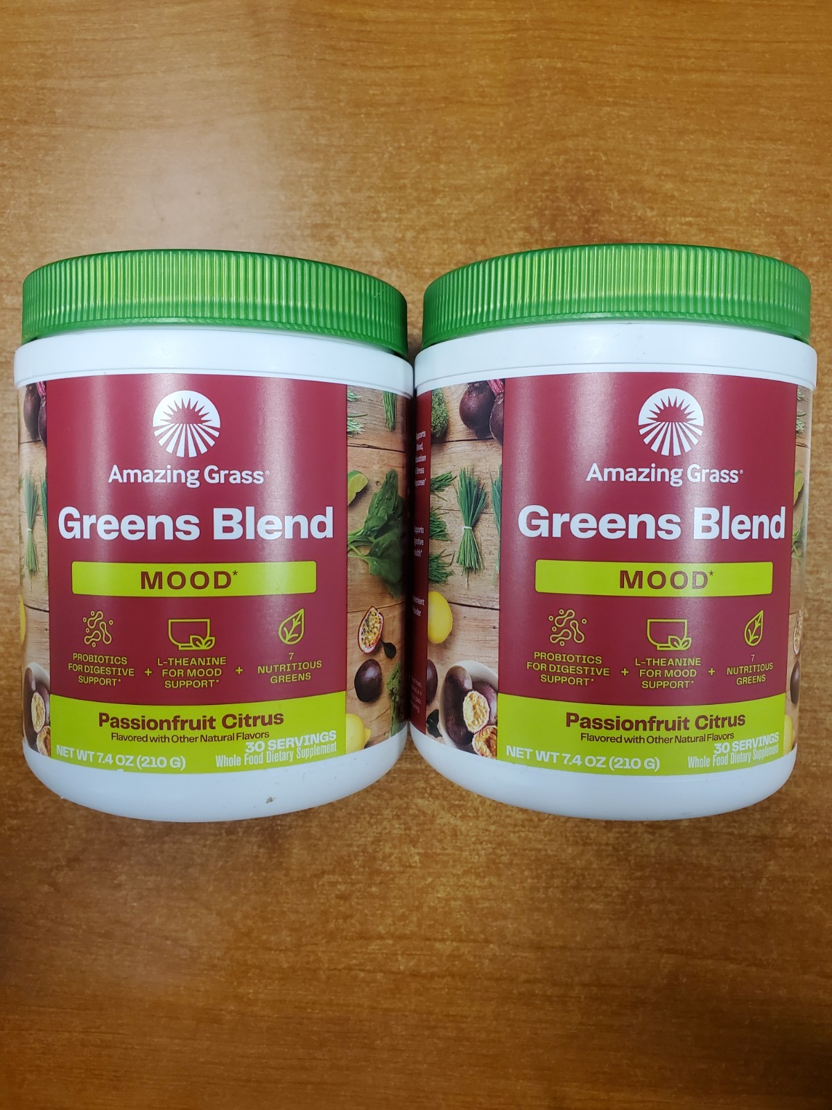 2 Pk: Amazing Grass Greens Blend MOOD Passionfruit Citrus 7.4oz Exp 9/30/26 R1P7