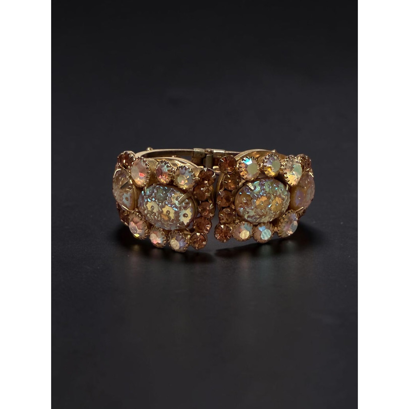 Vintage Juliana D&E Hinged Clamper Bracelet AB Rhinestones 50s Hollywood Regency Vintage Juliana D&E Hinged Clamper Bracelet AB Rhinestones 50s Hollywood Regency