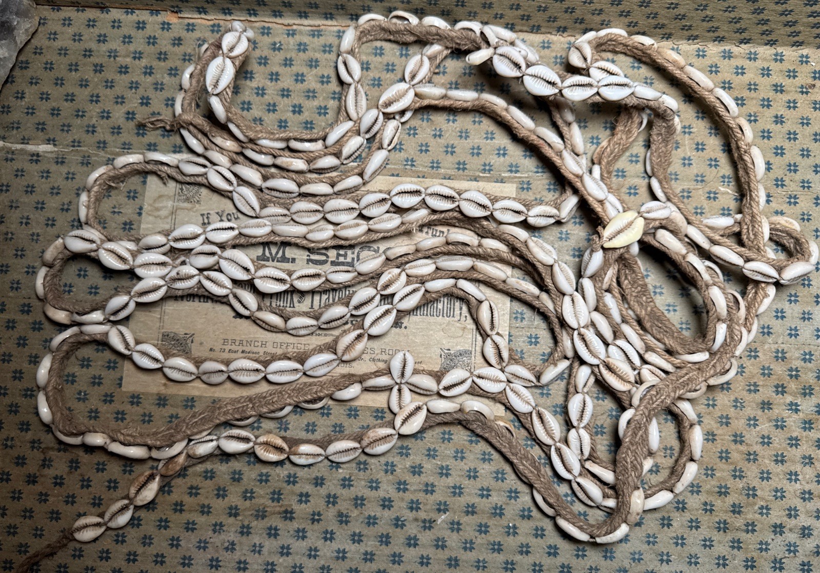 Rare Vintage Handmade African Tribal Cowrie Shell Belt 195” 16.25 Ft