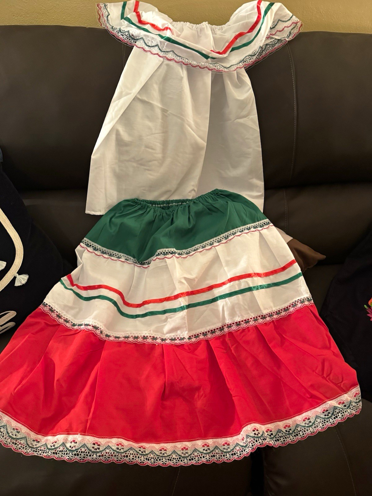 Women’s Mexican Folklorico Dress Set, Cotton Woven, Multi-Color, One Size