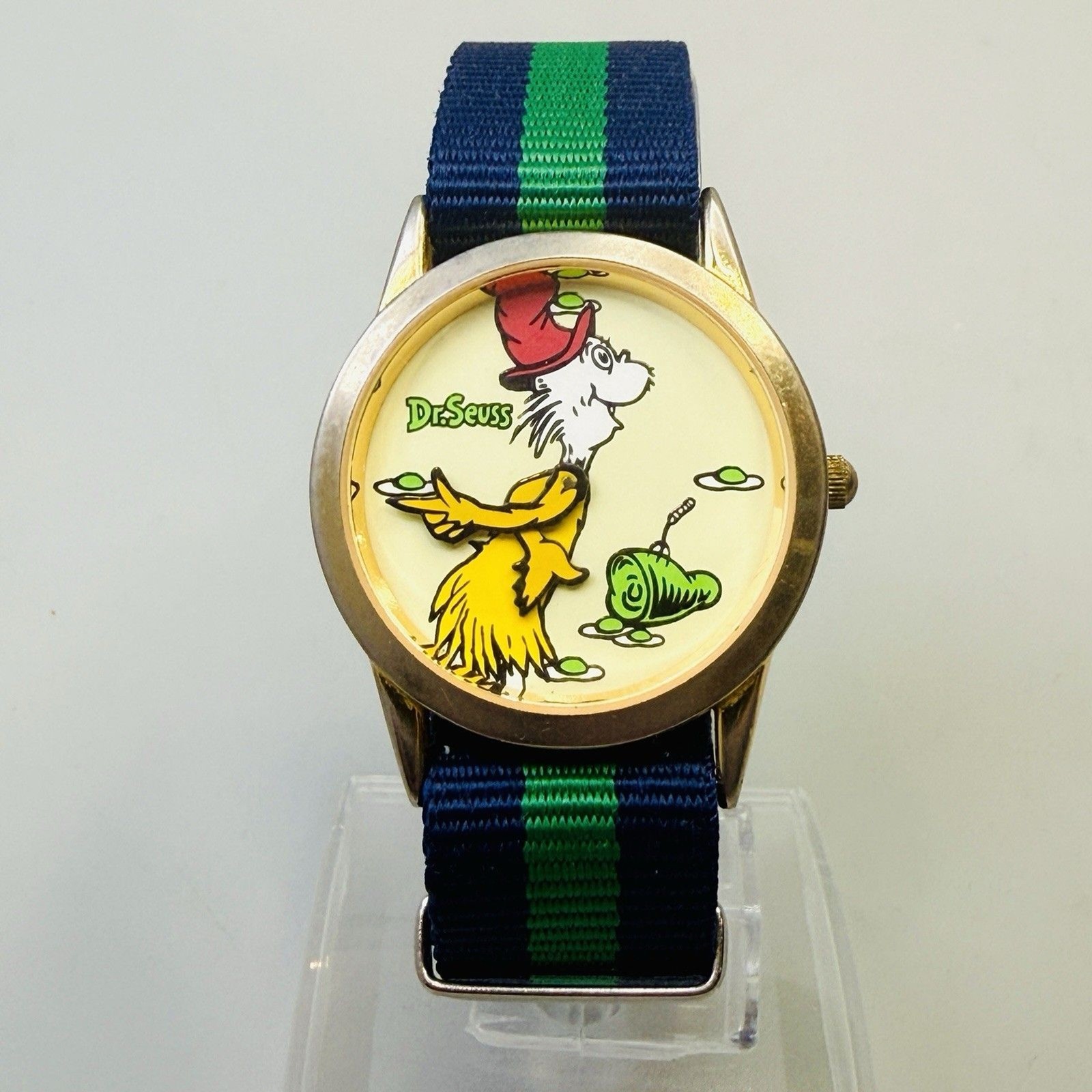 Vintage 1997 Dr Seuss Green Eggs And Ham Time Tickers Moving Arms Wristwatch EUC