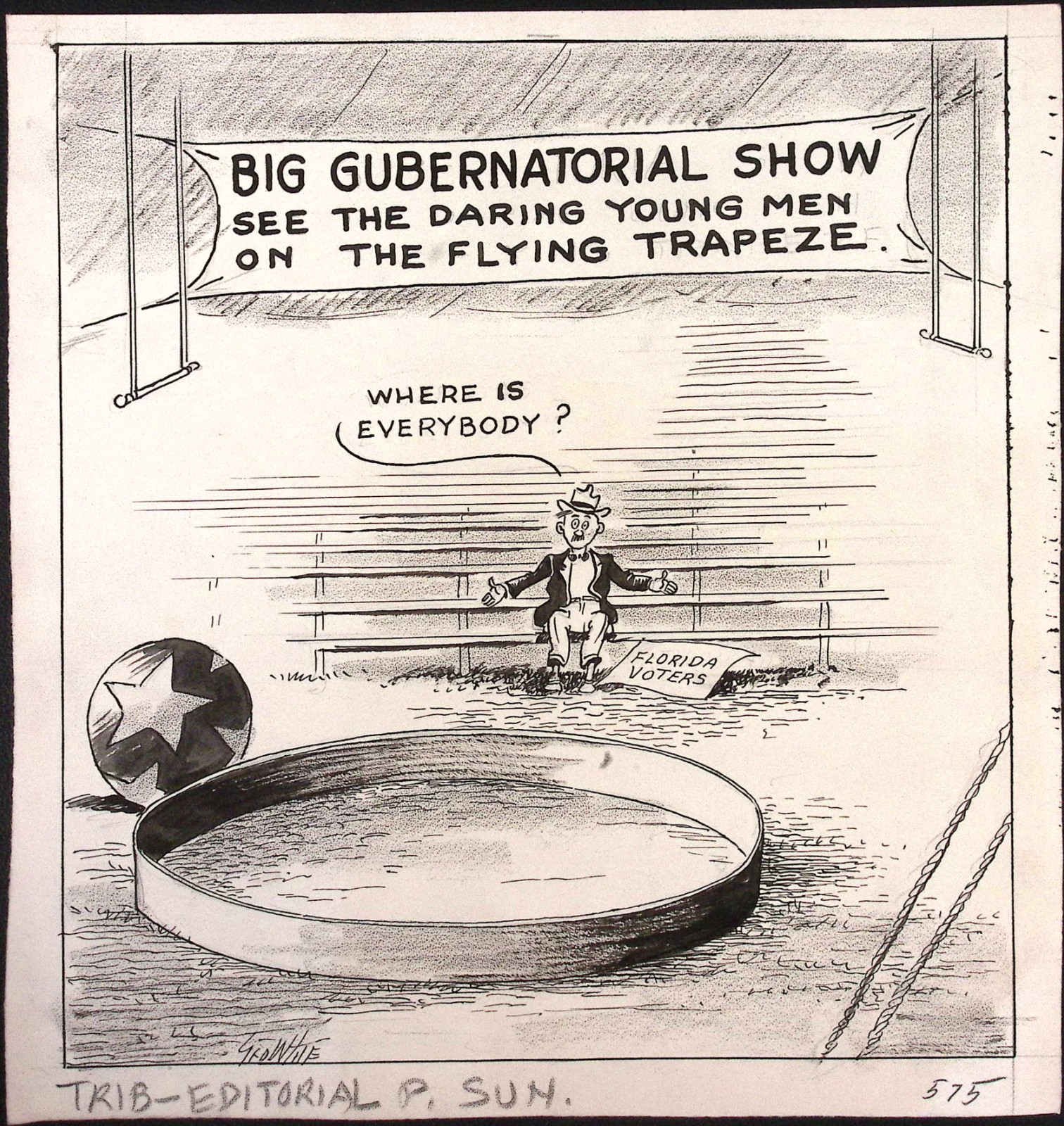 Florida Gubernatorial Campaign Circus George White Tampa Tribune Drawing