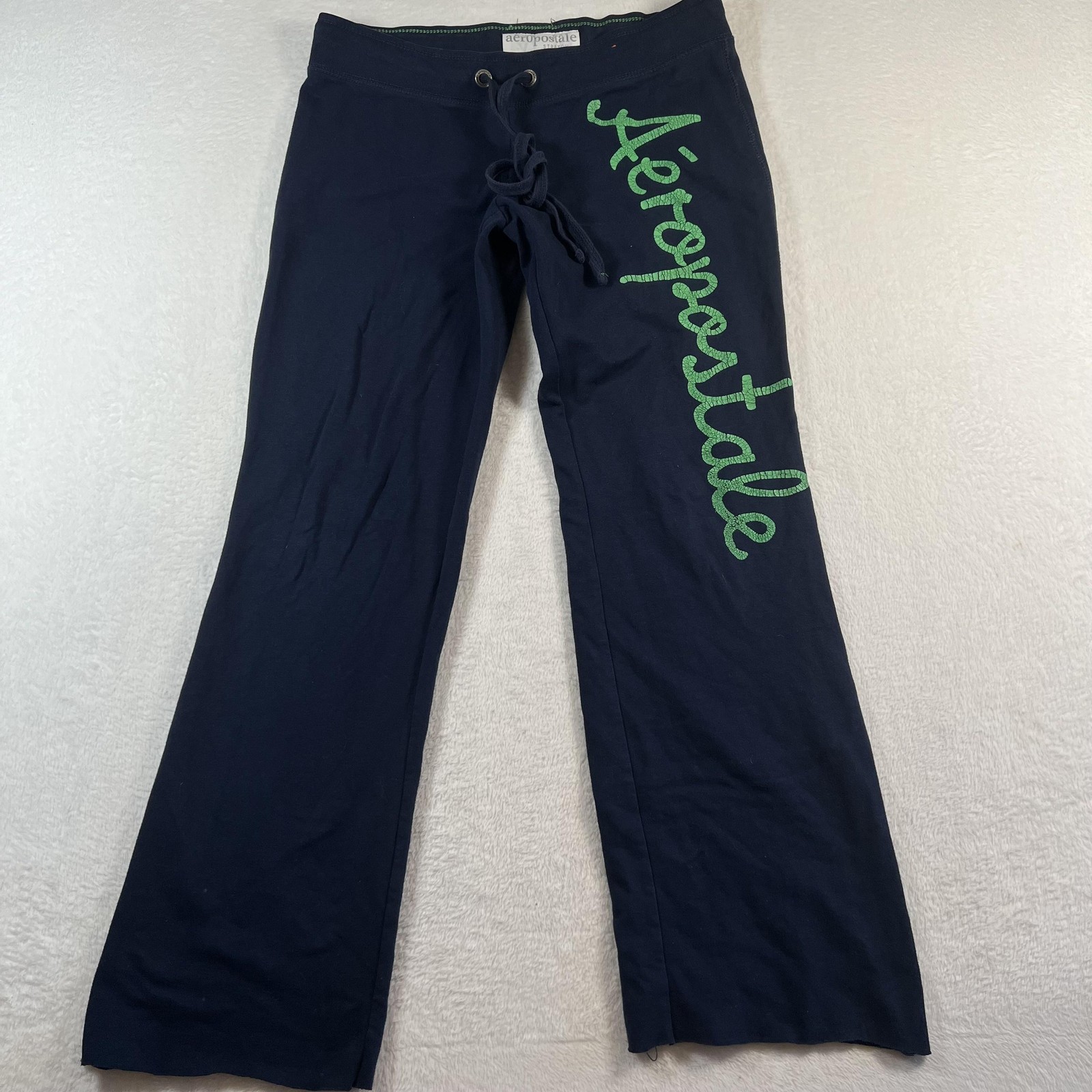 Y2K Aeropostale Sweatpants Womens Medium Blue Stretch Flare Lounge Drawstring