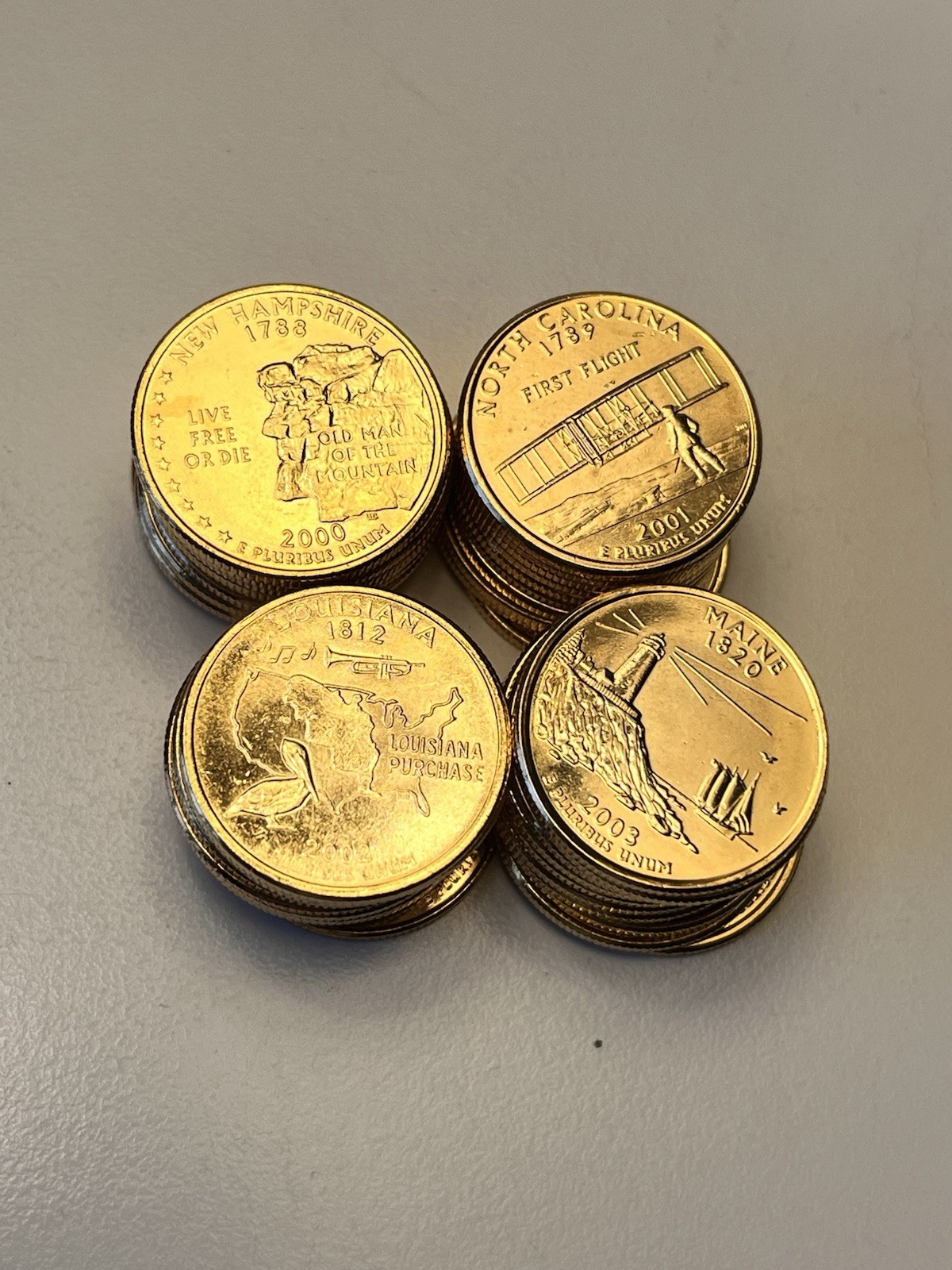 2000-2003 P & D - 40 US State Quarters 24 KT Gold Plated Coin Sets