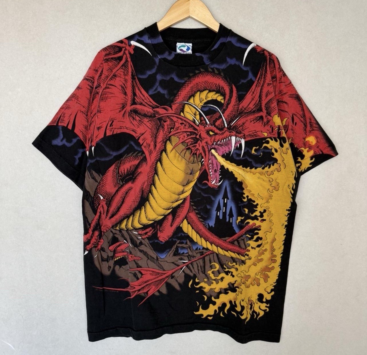 Vintage 1993 Dragon Slayer AOP T-Shirt Authentic Single Stitch Size XL