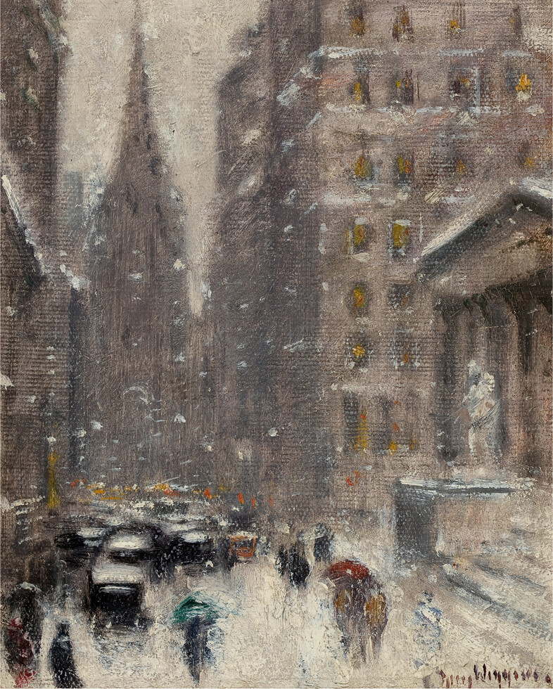 Guy Carleton Wiggins  A Blizzard on Wall Street New York City 13x19 REPRODUCTION