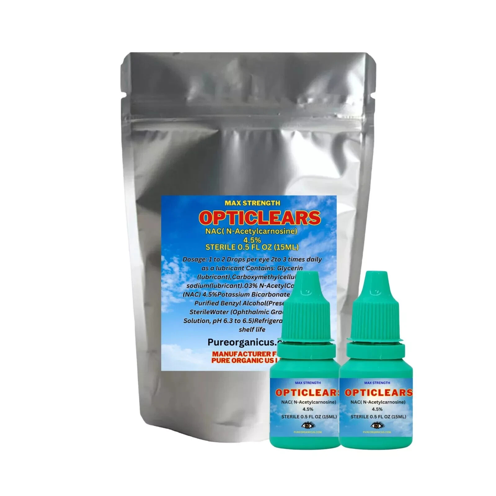 Cataract Eye Drops with 4.5% NAC, N-Acetylcarnosine 15ml Vial 2 pack