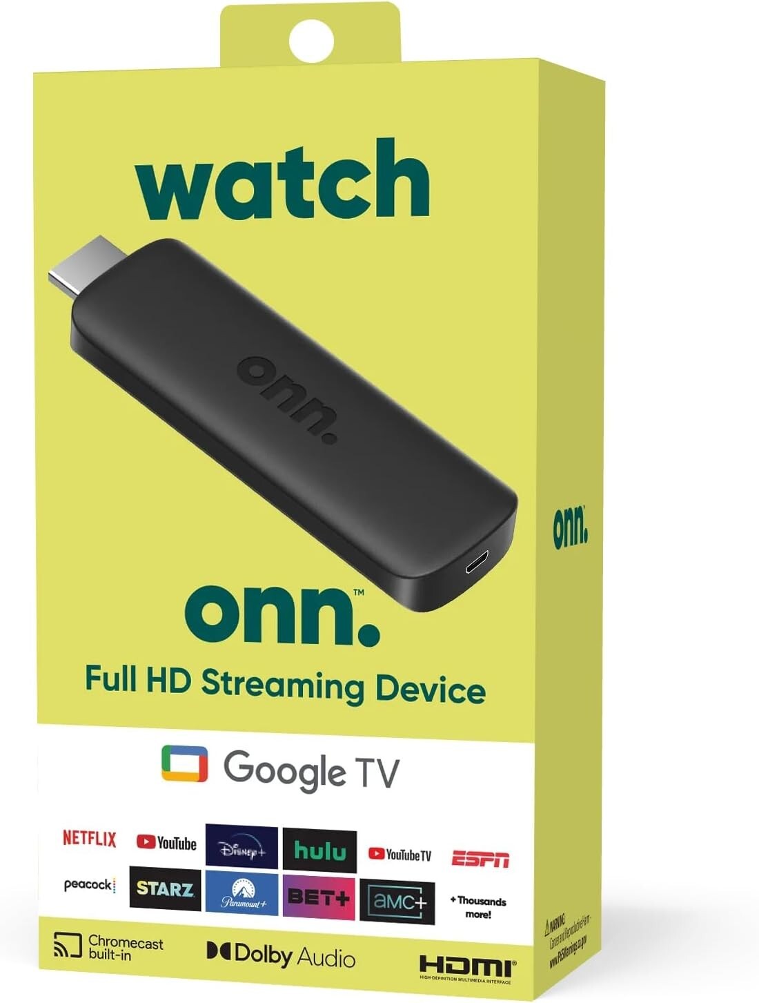 Onn Google TV Full HD Streaming Device 2K (2023 Model) (100133520) - NEW™