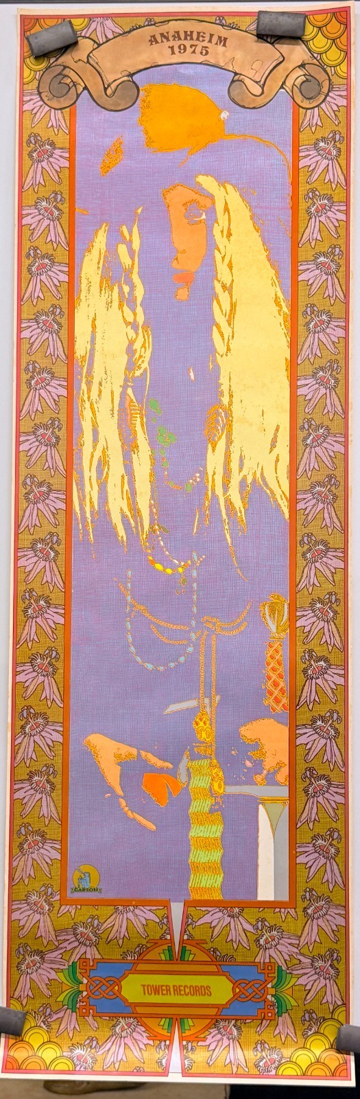Rare 1975 Anaheim Tower Records Concert Promo Poster Art Nouveau Rock Music Vint Rare 1975 Anaheim Tower Records Concert Promo Poster Art Nouveau Rock Music Vint