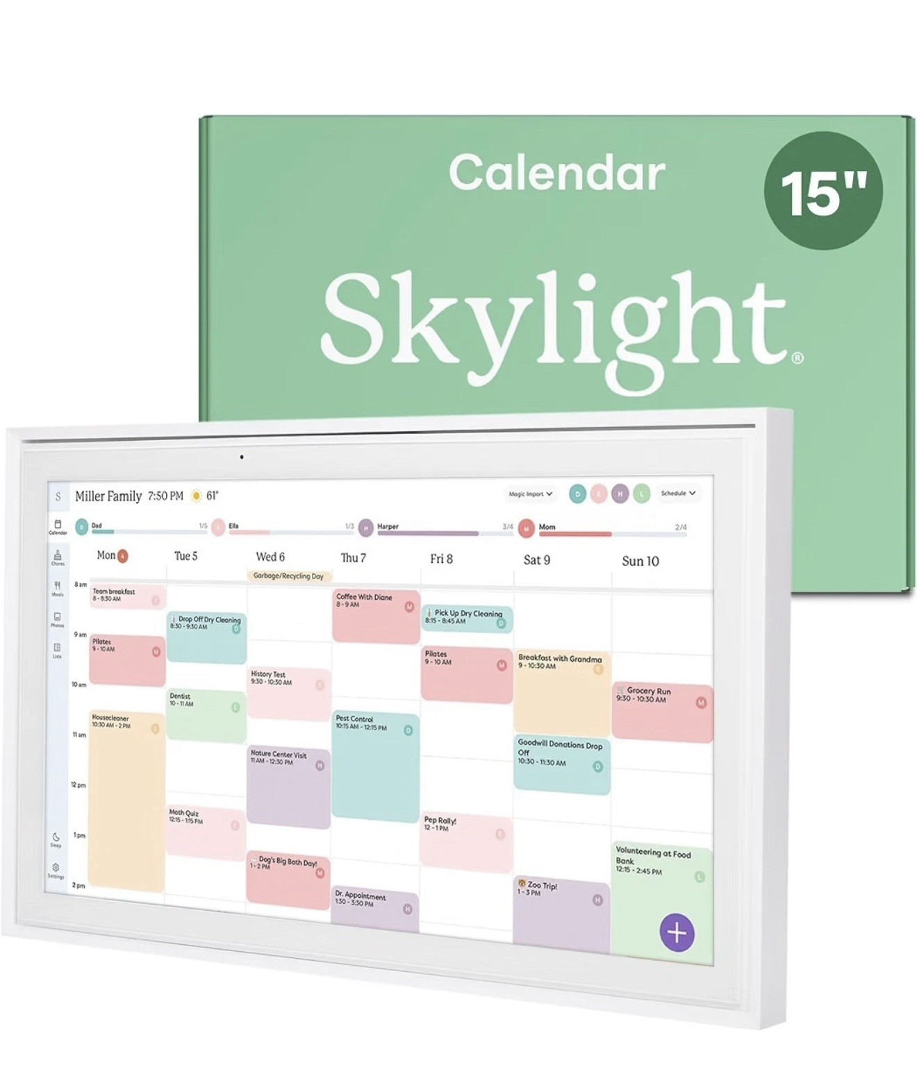 Skylight Calendar: 15-inch Wall Planner Digital Calendar & 15 - White