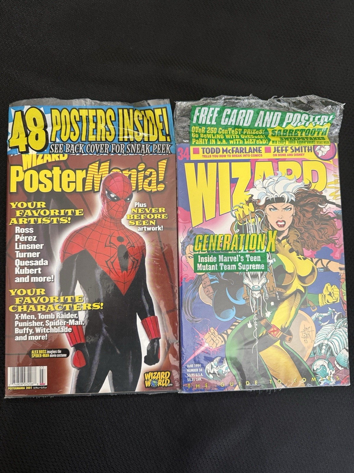 OPEN Wizard Magazine #34 June 1994 (Rogue, Psylocke) Postermania 2001 Spiderman