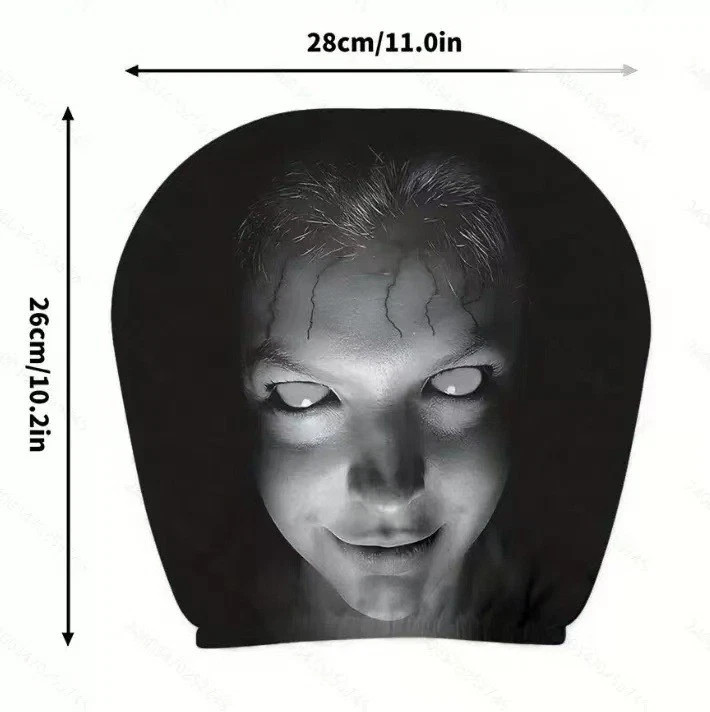2pcs Halloween Spooky Ghost Face Car Headrest Cover Prank, Breathable Material