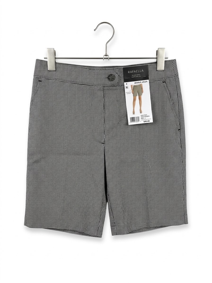 NWT RAFAELLA Womens Shorts Strech Black White Size 4 